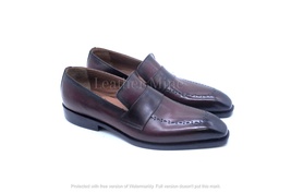 Leather Ox Blood Loafers shoes Men&#39;s, Handmade Formal Custom Made Shoes - £126.86 GBP