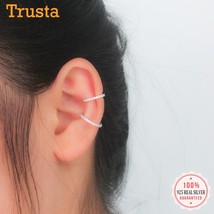 Trustdavis 925 Sterling Silver Moon Shining CZ Ear Cuff Clip On Earrings For Wom - £13.73 GBP