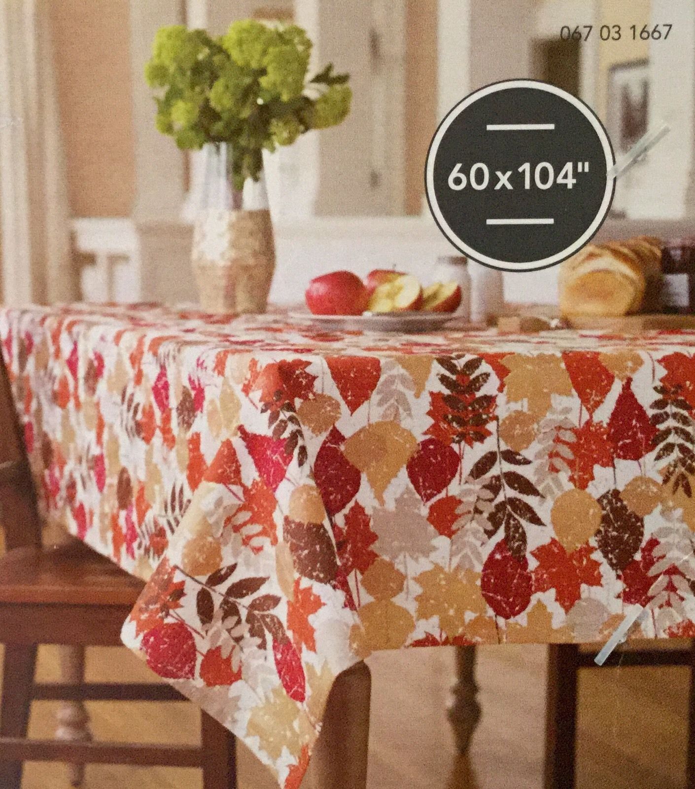Threshold OBLONG 60" X 104" Tablecloth Leaf Print With Gold Metallic Accent NEW - $17.94