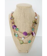 Fun modern mixed bead and dyed shell three strand necklace - $12.00