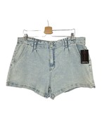 Jean shorts 21 XXXL Juniors paperbag light wash denim mid rise NEW women&#39;s - £6.66 GBP