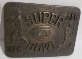 Super Bowl XIII Brass Belt Buckle 1979 AFC/NFC Pittsburgh Steelers/Dallas Cowboy - £14.82 GBP
