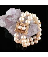 *Ivory 7.5mm Akoya Pearl 2-Strand Bracelet 14k Yellow Gold Lock 5.75&quot; - $23,656.80 MXN