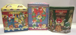 M&amp;M Candies Christmas Tins 1995 1996 2000 Toy Shop Tree Shop Wreath Vintage - £11.79 GBP