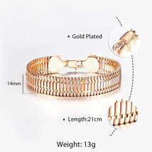New 10/12mm Big 585 Rose Gold Double Weaving Rolo Cable Curb Link Chain Bracelet - £12.28 GBP