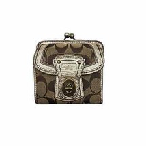 Coach Signature C Brown Canvas Gold Leather 65th Anni. Kisslock Turnlock... - $26.43