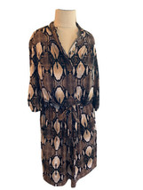WHBM Python Snake Print Half Sleeve Pullover Dress Women’s Medium Beige Brown￼￼ - £30.10 GBP