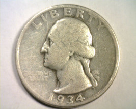 1934 Light Motto Washington Quarter Very Good Vg Nice Original Coin Bobs Coins - £9.57 GBP