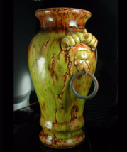 Antique Lion vase Brass handle vase vintage gothic vase medieval vase Double han - £179.85 GBP