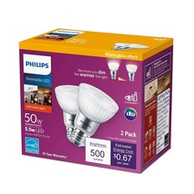 Philips LED Classic Glass Dimmable PAR20 40-Degree Spot Light Bulb with ... - £32.34 GBP