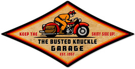 Busted Knuckle Garage Motorcycle Diamond Metal Sign - £23.93 GBP