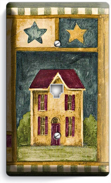 RUSTIC OLD AMERICANA COUNTRY HOUSE STARS PHONE JACK TELEPHONE COVER WALL PLATE