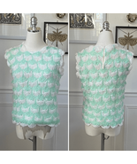 Vintage 60s Jane Hunter Seafoam Green White Back Zip Sleeveless Sweater S - €46,34 EUR