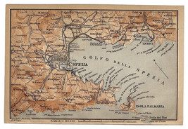 1906 Antique Map Of Vicinity Of City Of Spezia / Liguria / Italy - £14.98 GBP