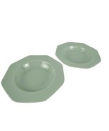 Vintage 90s Set 2 Mikasa Japan Color Spectrum Sage Rimmed Soup Bowls Sto... - $367.78 MXN