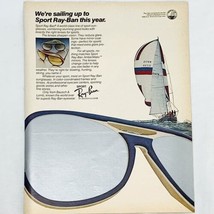 Vintage 1980&#39;s Sport Ray Ban Sunglasses Print Ad Sailing Americas Cup 8&quot; x 11&quot; - £5.29 GBP