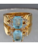 Wide Band Blue Stone Ring Craft Missing Stones Needs Repair Sz 6.75 - €13,01 EUR