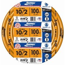 Southwire Romex Brand Simpull Solid Indoor 10/2 W/G NMB Cable 100ft coil... - £164.39 GBP