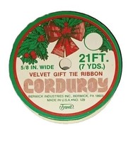 Vintage Corduroy By Tywell Velvet Gift Tie Ribbon 21 Ft 5/8 Inches Wide NOS 70s - £9.74 GBP