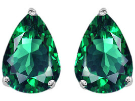 1.50-2.50CT Womens Stylish 14K Solid White Gold Emerald Pear Shape Stud Earrings - £41.10 GBP