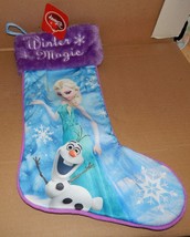 Disney Frozen Princess Olaf Christmas Stocking Satin Purple 17&quot; Winter M... - £7.49 GBP