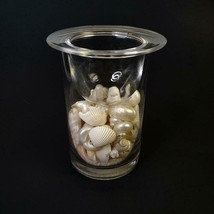 Glass 2-Piece Votive Holder Vase With Sea Shells 6” Ooak Free Shipping - £22.16 GBP