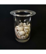 Glass 2-Piece Votive Holder Vase with Sea Shells 6” OOAK FREE SHIPPING - £23.17 GBP