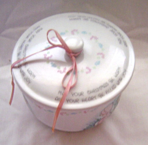  Precious Moments Covered Candy Dish May your Christmas Be Warm 1987  - $36.99