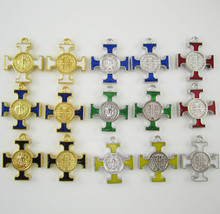 100pcs Assorted Colors Saint Benedict Patron Against Devil Enamel Maltese Cross - £28.83 GBP