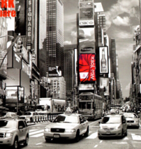 New York City Postcard Modern USA Street Yellow Cab Artsy B&amp;W w/ Color B... - £9.67 GBP