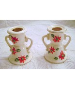 Vintage Ceramic Poinsettia Candle Holders made in Japan - £9.59 GBP