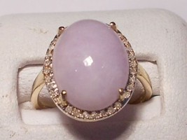 lavender Jadeite Grade A jade ring, diamonds, 14k YG - £1,684.16 GBP