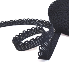 3/8&quot; / 1cm wide 5-50yd Vintage Flower Black Polyester Crochet Lace w/ Loop L591 - £4.77 GBP+