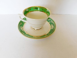 British Empire Ware Enchantment 22 kt gold green band cup and saucer - £4.30 GBP