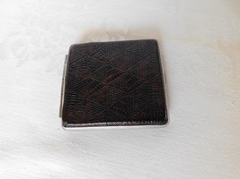 Vintage dark brown leatherette cigarette case (5D) - £11.95 GBP