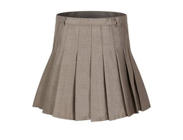 Women&#39;s High Waist Pleated School Skirt(Khaki,S) - $29.69