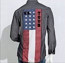 Authentic Icon American Idol Mens LS USA Road Tour Flag Denim Shirt L XL XXL - £39.27 GBP