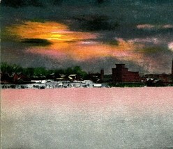 Tramonto Vista Dal Lago Champlain Plattsburg New York Ny 1910 Vtg Cartolina - £9.93 GBP