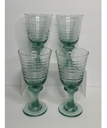 Set 4 Vintage Libbey Glass Sirrus Green Ribbed Water Wine Goblets 10 oz ... - $53.41 CAD
