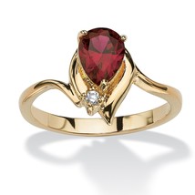 Womens 18K Gold Plated Pear Shaped Garnet Ring Size 5,6,7,8,9,10 - £63.92 GBP