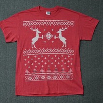 Reindeer Beer T-shirt Mens Size Medium Christmas Toast Short Sleeve Shirt Tee - £8.69 GBP