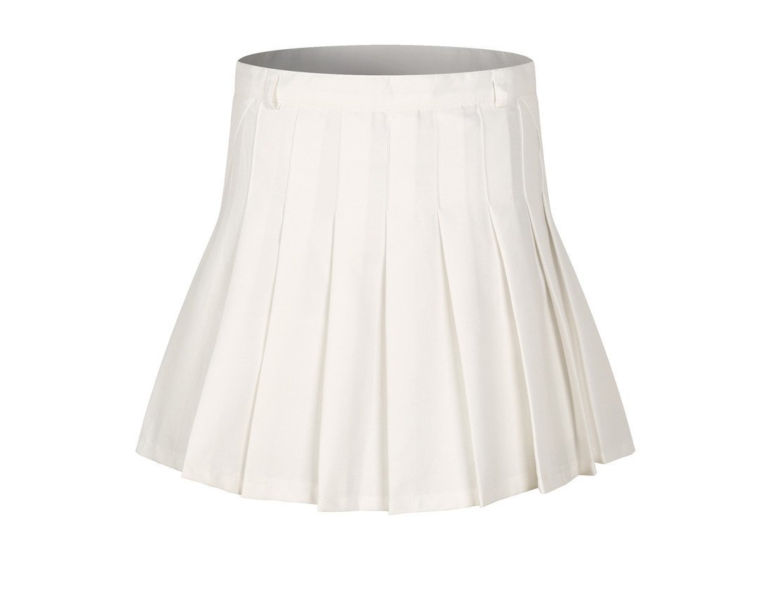 Primary image for Women's High Waist Pleated School Skirt Skort(White,L)