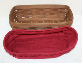 Longaberger 1973 Bread or Muffin Basket + Red Liner ~ Woven ~ Signed ~ E... - $149.99