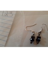 Black crystal earrings with silver ear wire(item 123) - £5.91 GBP