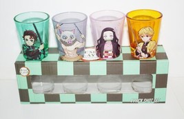 Demon Slayer Anime Character Art Images Clear Shot Glass Set of 4 NEW BOXED - $14.50