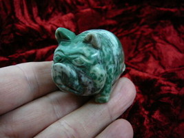 (Y-PIG-PO-701) ROLY POLY PIG Piggy GREEN WHITE gem gemstone Stone FIGURINE - £14.01 GBP