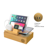 Bamboo Wireless Charger Station for Multiple Devices, Wooden Desk Organizer - $49.99