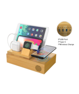 Bamboo Wireless Charger Station for Multiple Devices, Wooden Desk Organizer - £39.04 GBP