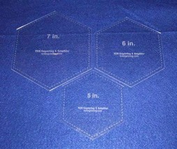 Hexagon Templates. 5&quot;, 6&quot;, 7&quot; - Clear 1/8&quot; - £22.55 GBP