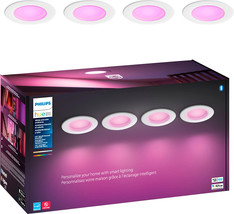 Philips - Hue Bluetooth 5-6&quot; High Lumen Recessed Downlight (4-pack) - White a... - £266.75 GBP